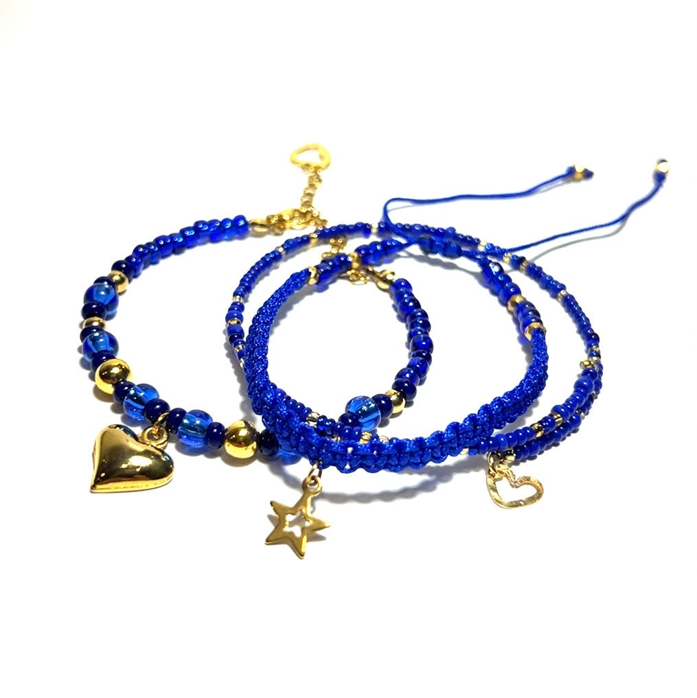 Navy Blue Bead Macrame Bracelets