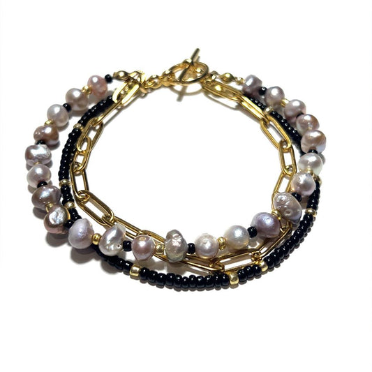 Pulsera múltiple negra de moda