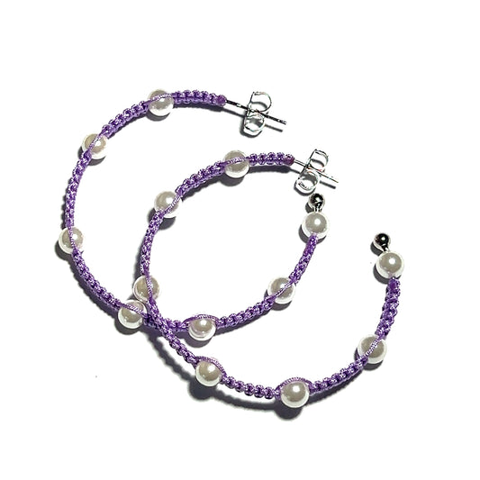 Lavender Bead Macrame Earrings