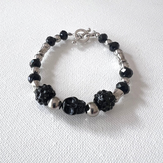 Black Beads Skull Gothic Bracelet