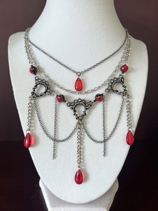 Gothic Red Drops Necklace