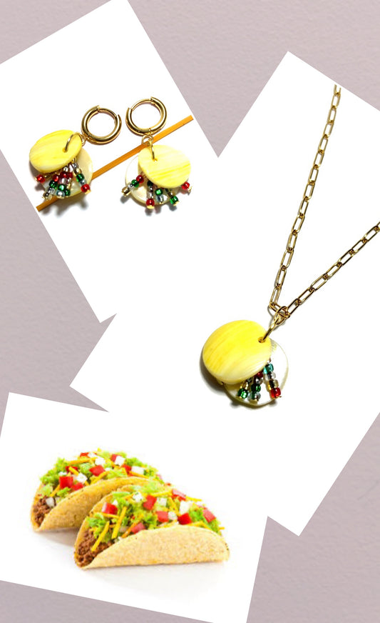 Tacos Earrings and Necklace Set