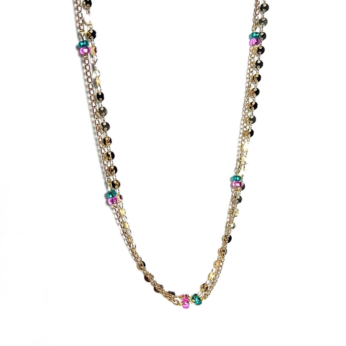 Double Chain And Bead Necklace