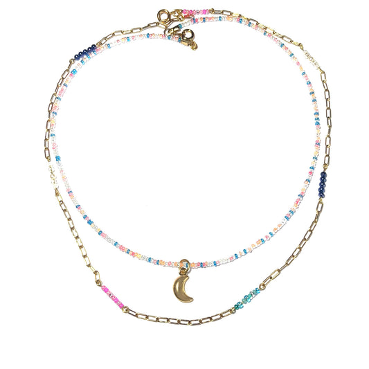 Multi-Color Bead Double Necklace